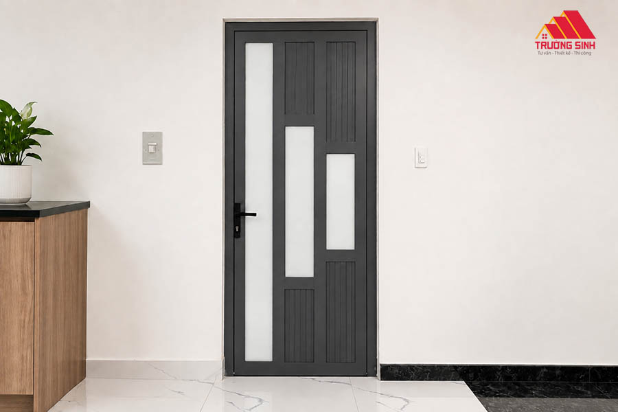 Mẫu cửa nhôm 1 cánh chia ô dọc